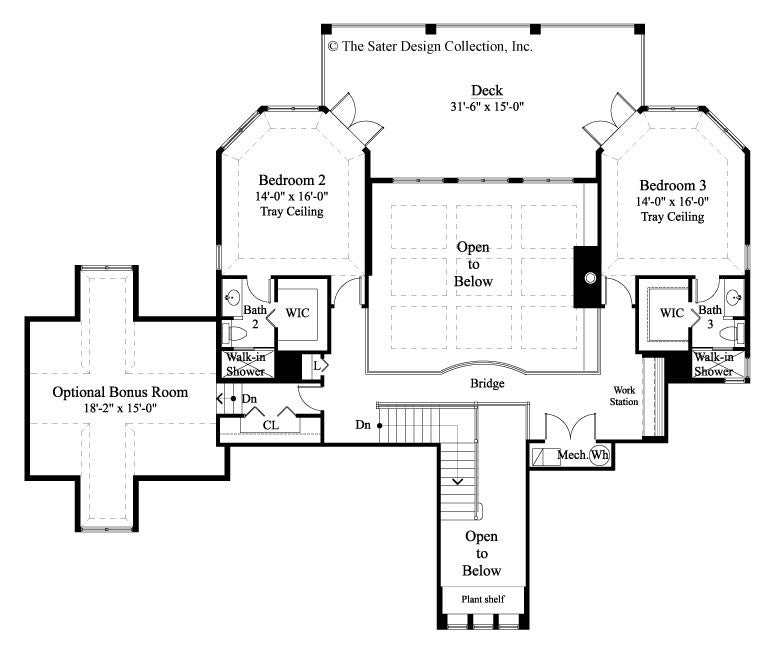 oak island home upper level floor plan 7062