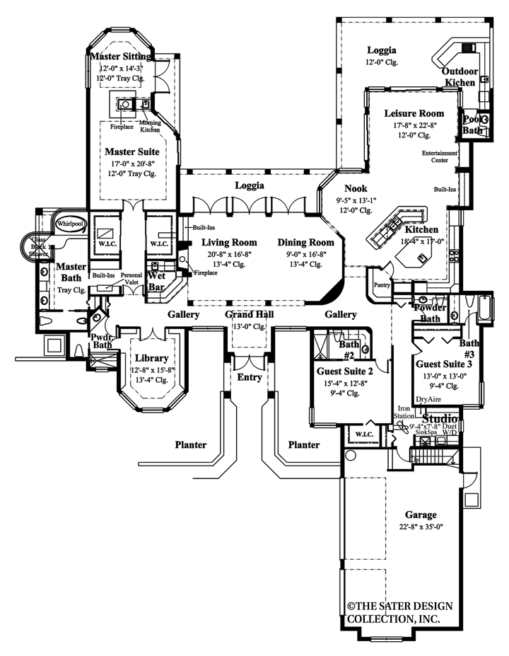 broadmoor walk- main level floor plan -#6641 by sater designs