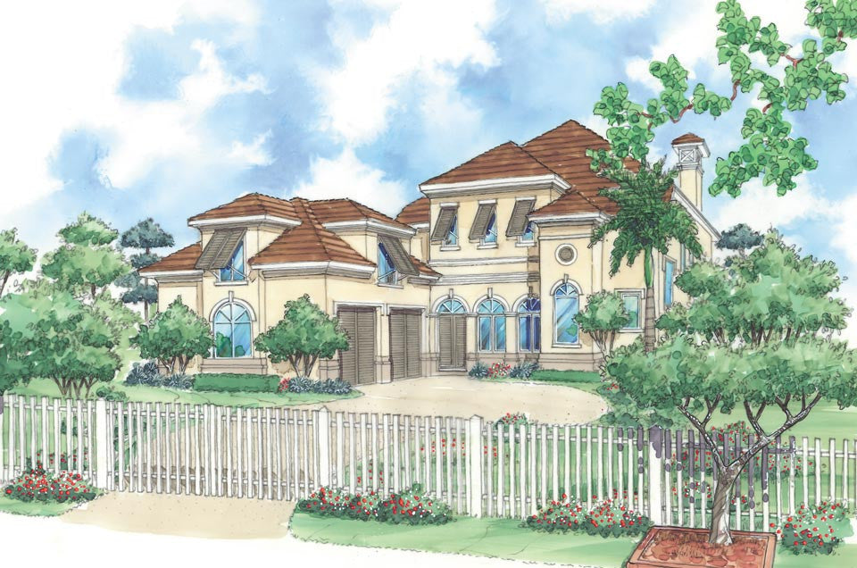 Rendering of the house plan, front view
