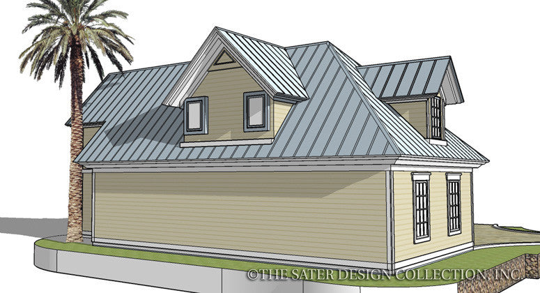 Three Car Garage-Rear Elevation-Plan #6704