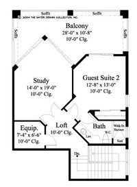 Caprice-Second Level Floor Plan-Mediterranean Home Plan