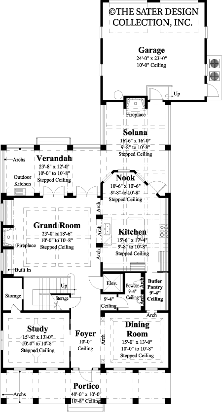 addison court-main level floor plan- plan #6873