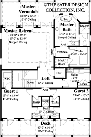 addison court-upper level floor plan- plan #6873