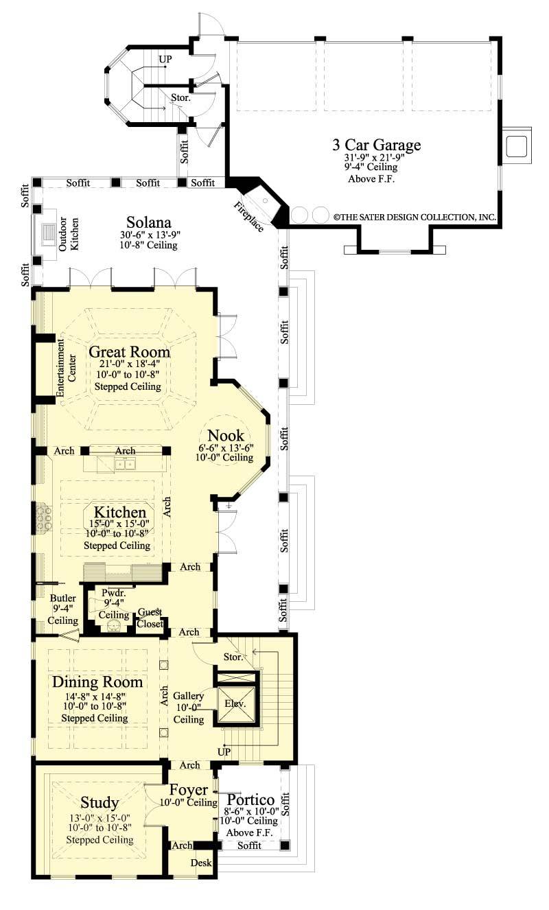 berkshire bluff home plan - main level floor plan - plan #6880