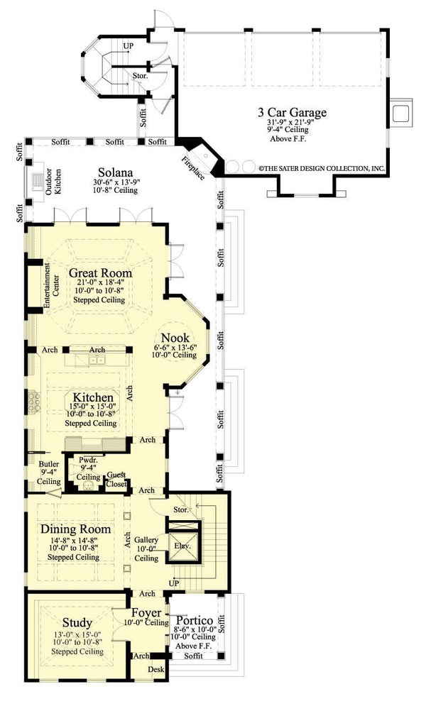Berkshire Bluff Home Plan - Main Level Floor Plan - Plan #6880