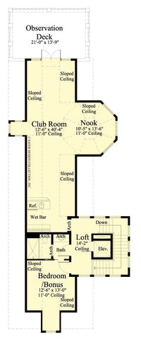 Berkshire Bluff - Top Floor Plan - #6880