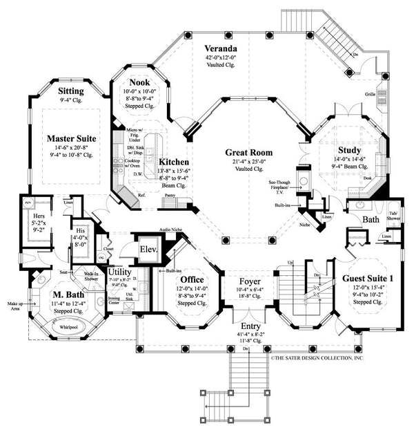 Palmiste-Main Level Floor Plan-Coastal House Plan