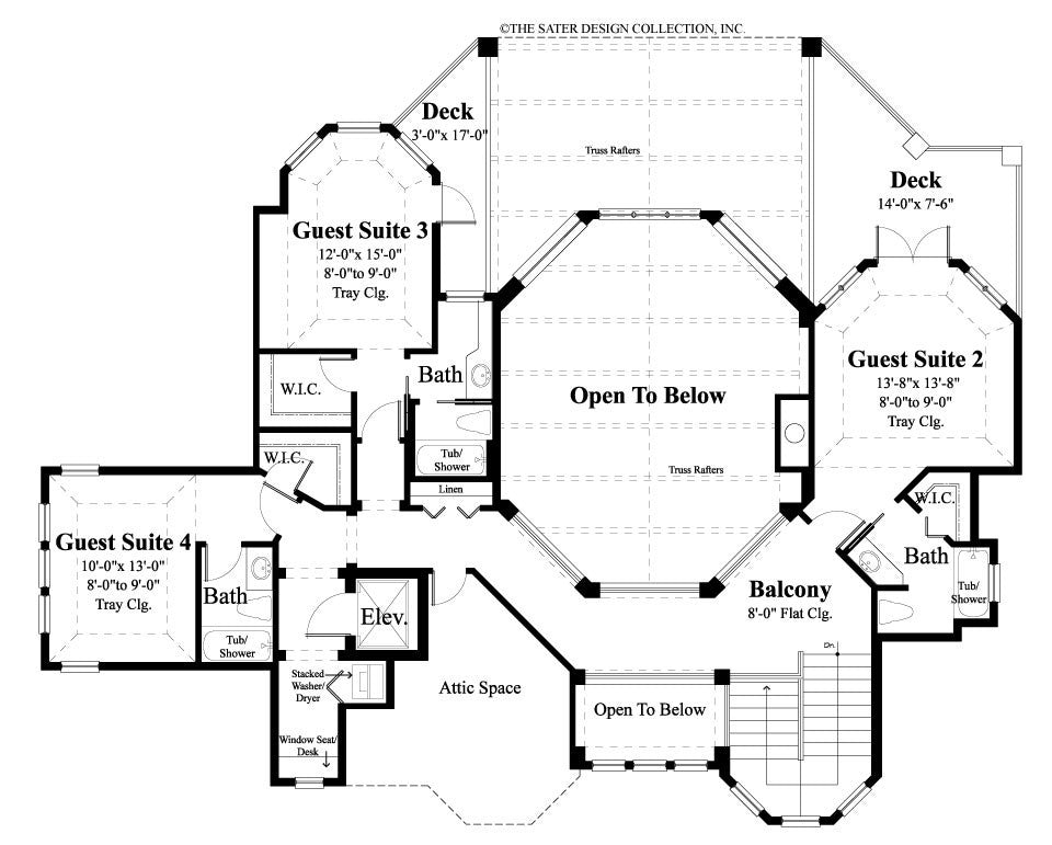 palmiste-upper level floor plan-coastal house plan
