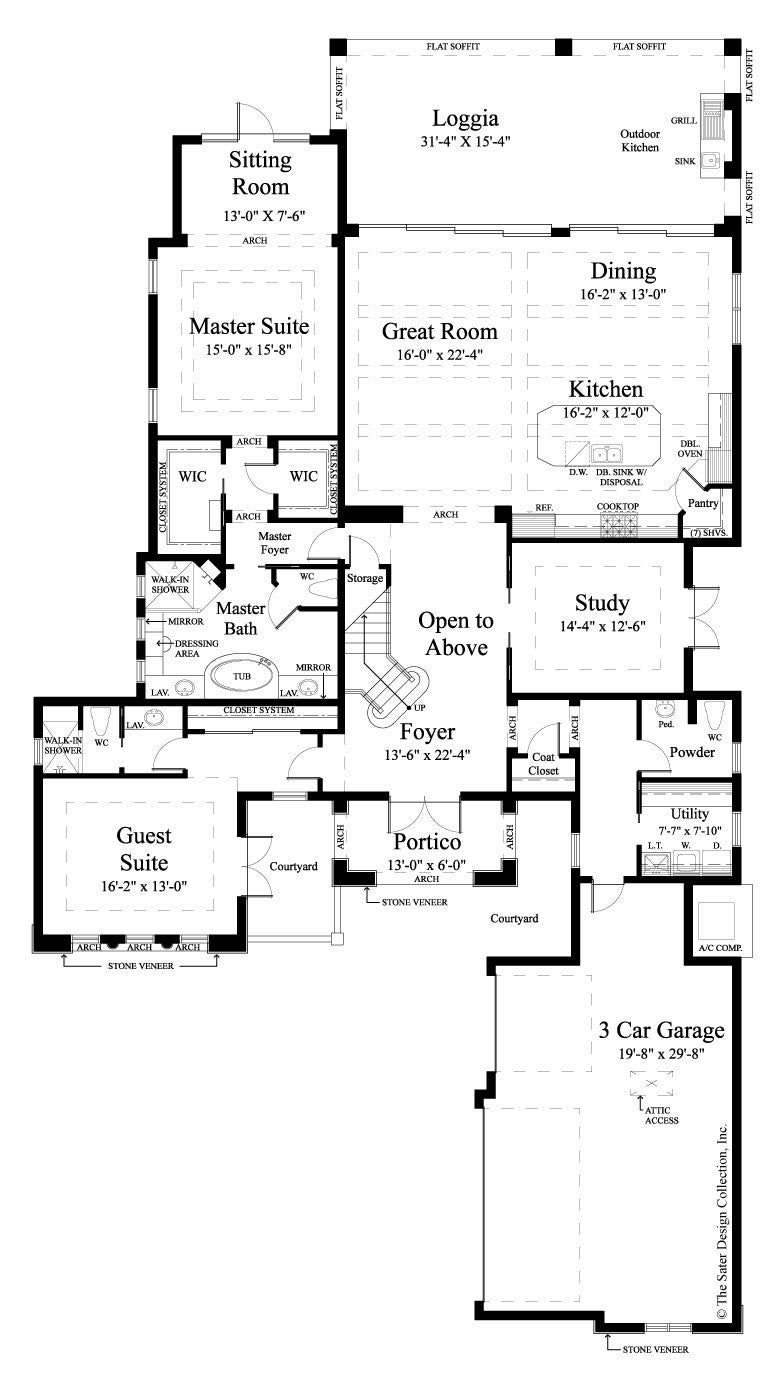Monterchi Plan # 6965 Main Level Floor Plan