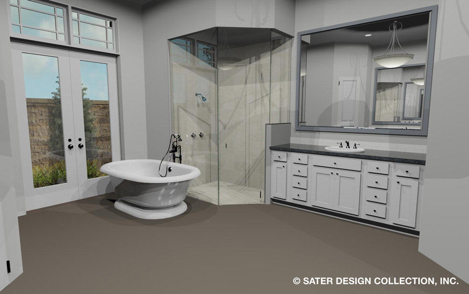 Emery House Plan master bath shower and tub