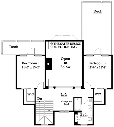 bakersfield-upper level floor plan -plan# 7040