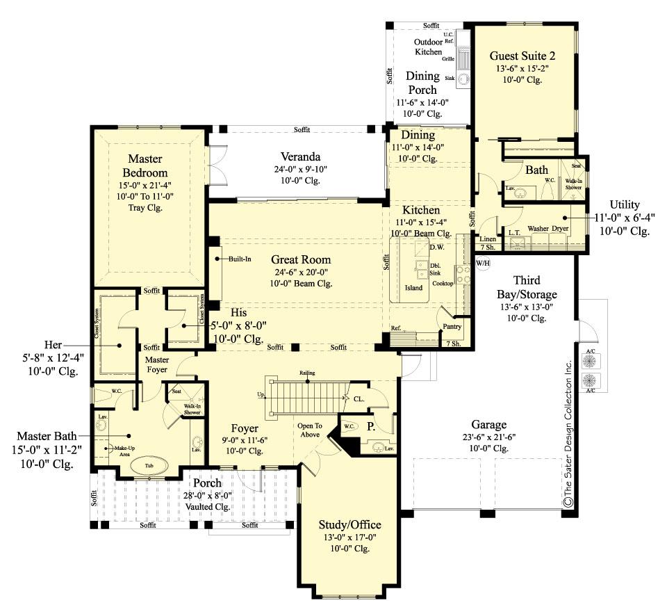farmhouse home plan lower floor plan