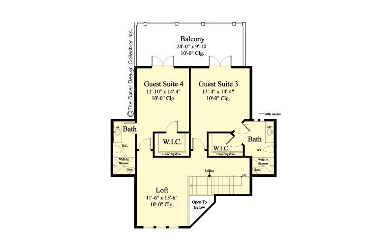 farmhouse home plan-upper floor plan