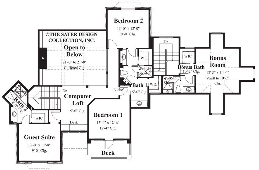 chadbryne home plan - upper level floor plan - #8004