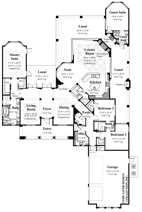 caprina- main level floor plan -plan #8052