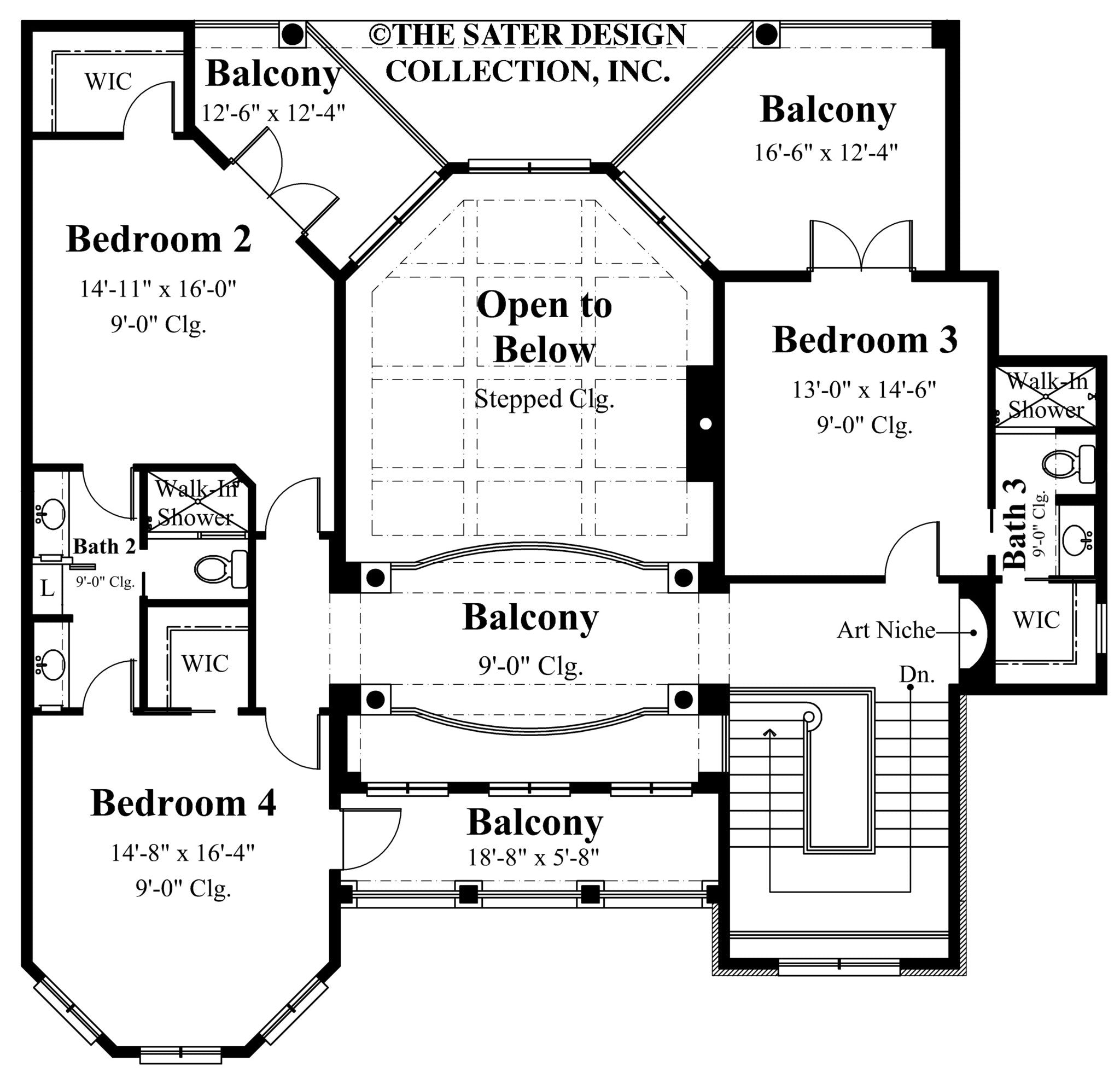 Double Stair Floor Plan House Plan Trevi | Sater Design Collection