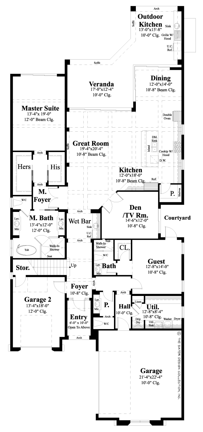 Caspian-Lower Level Floor Plan-Mediterranean Home Plan