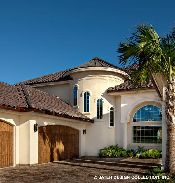 Mediterranean luxury house plan tower detail photo