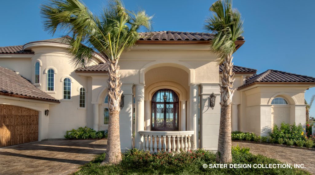 Mediterranean luxury house front entrance photo