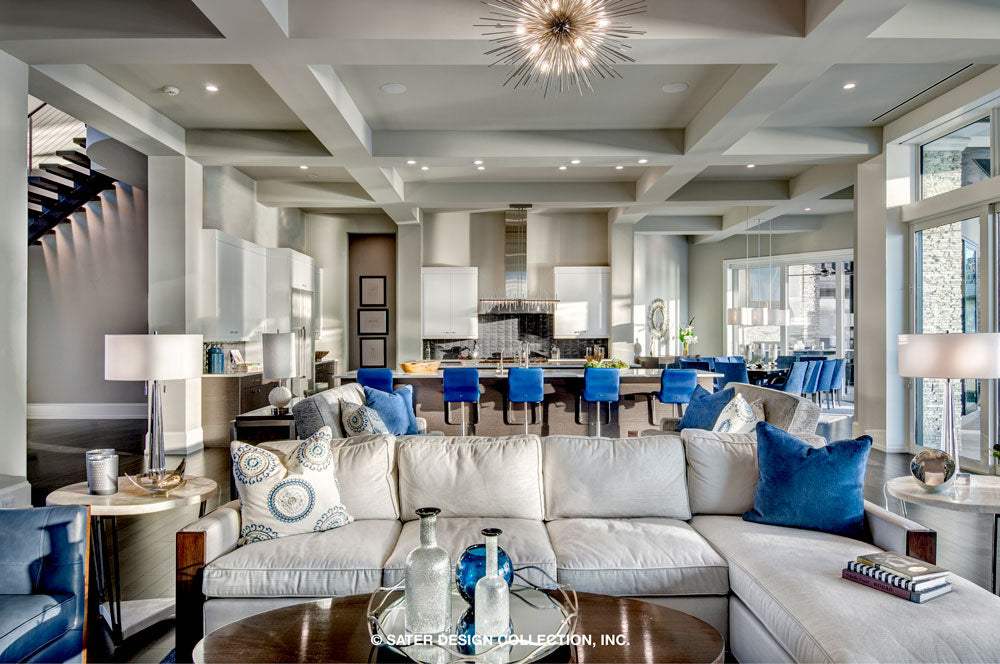 Waters Edge House Plan view of the kitchen from the grand salaon