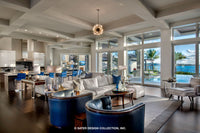 Waters Edge House Plan grand salon and all floor to ceiling windows