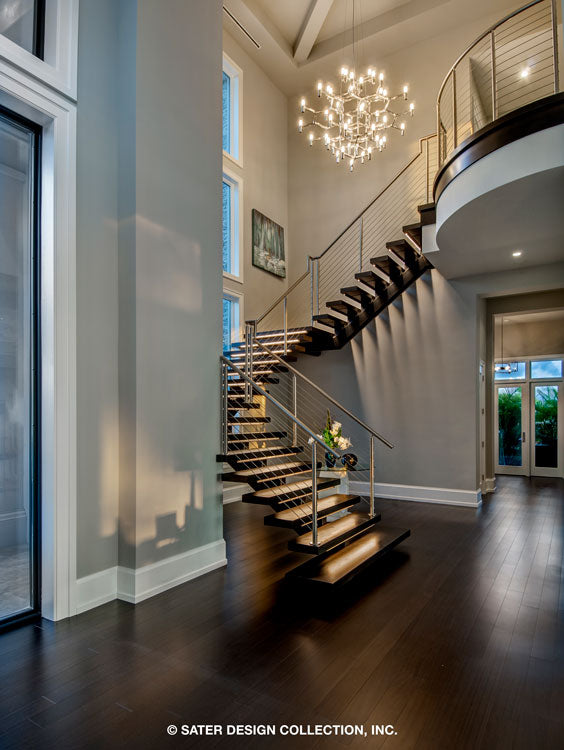 Waters Edge House Plan&#39;s masterful staircase 